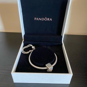 Pandora Moments Snake Chain Slider Bracelet With ‘study’ charm